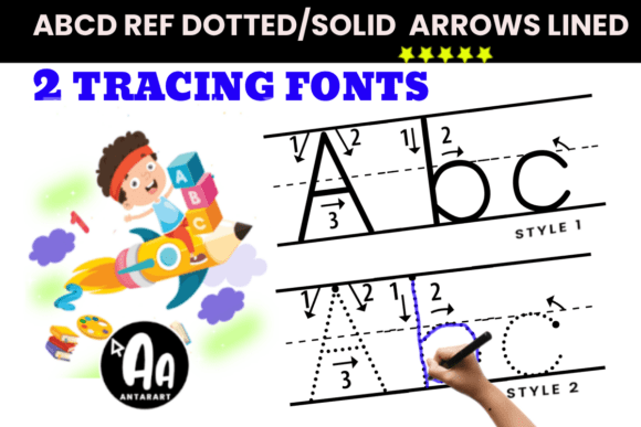 Arrows Lined Letter Tracing Font for Web
